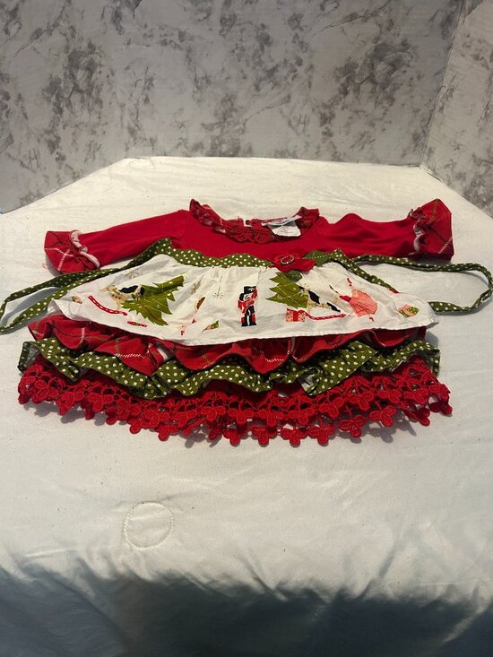 Counting Daisies Other - Counting Daisies Baby Girls 3-6M Nutcracker Christmas Ruffle Dress Red Green